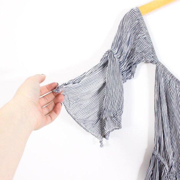 *American Eagle Outfitters Off the Shoulder Stripped Romper - Picture 4 of 6